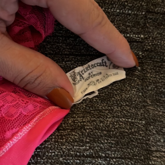 vintage aristocraft by superior‎ lace hot pink sleep gown - Picture 5 of 6